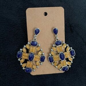 💙💛🩶Elegant Blue and Gold Earrings